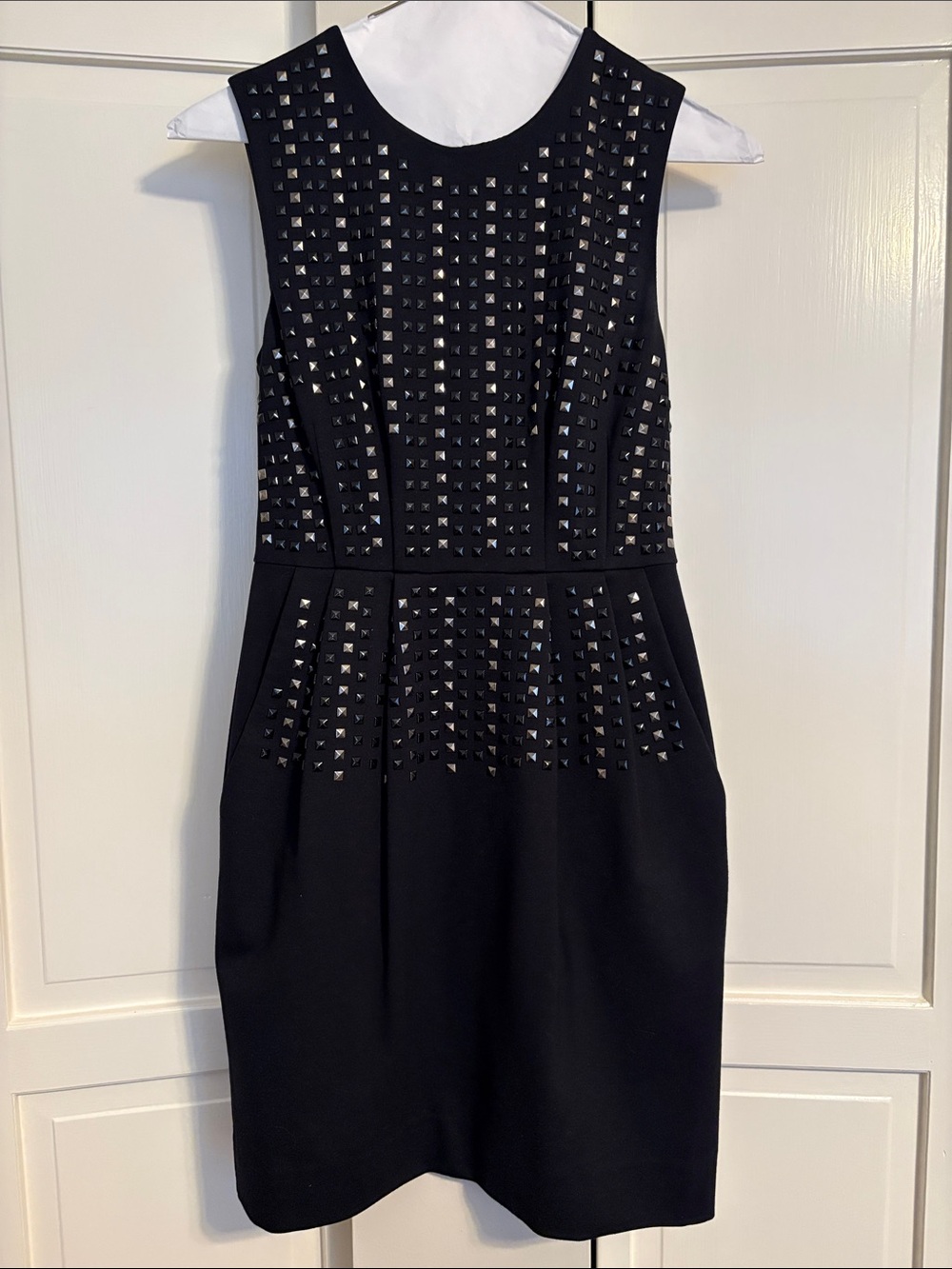 Nanette Lepore Sleeveless Black Studded Sheath Knit Dress Size 0